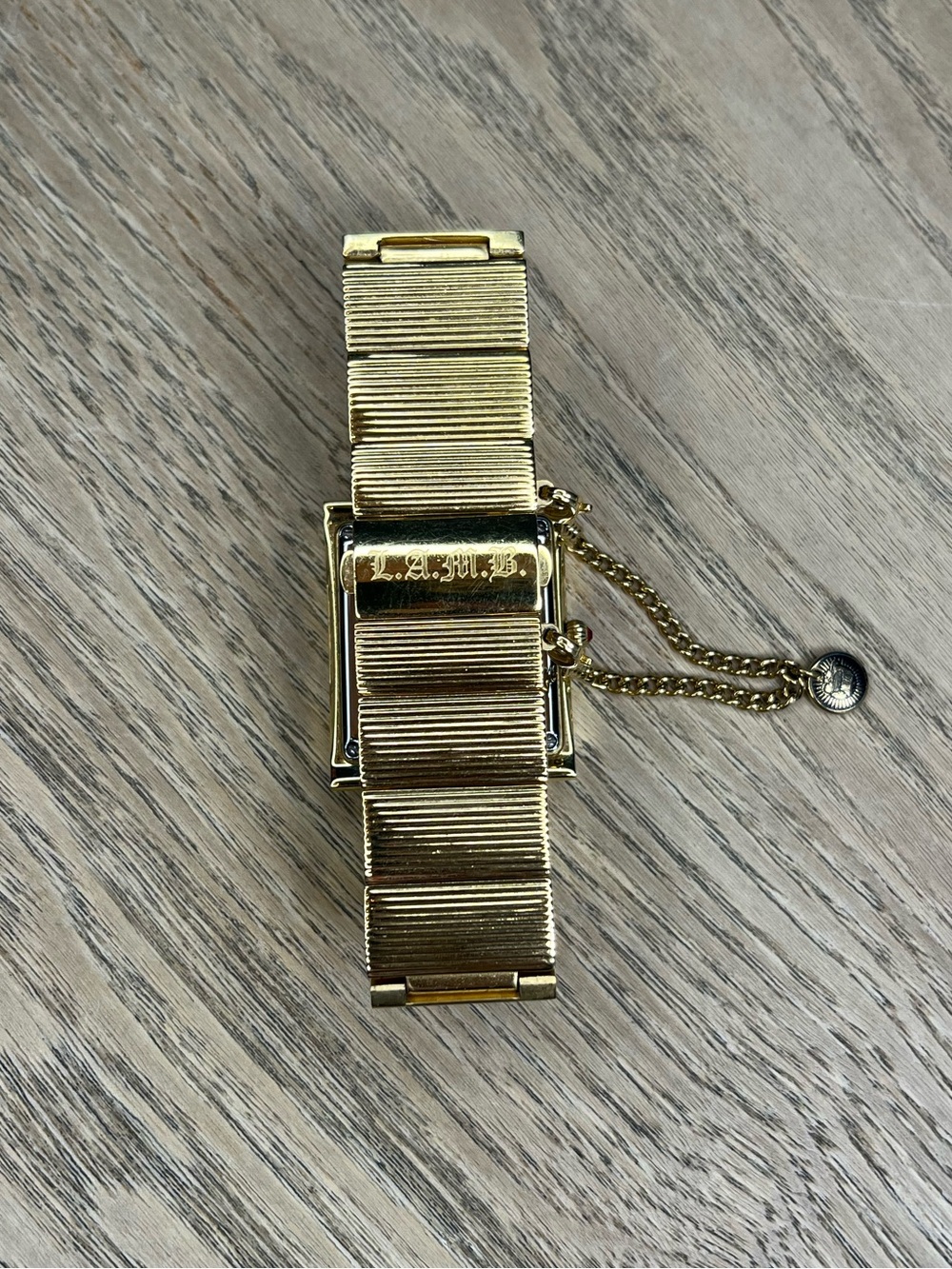 L.A.M.B. Vintage Y2K Gold Tone Watch Gwen Stefani Square Face Swiss Movement - Picture 3 of 5